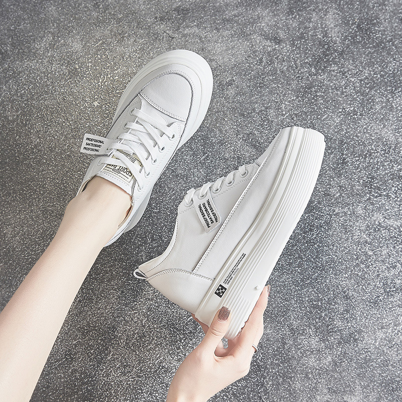 Thick-soled muffin small white shoes women's inner height increase 8cm slim white shoes genuine leather all-match casual shoes 2022 new