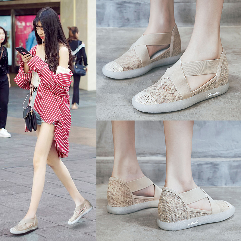 2022 New 100 hitch soft bottom comfort One foot pedal Roman fisherman's shoes inner heightening Baotou sandal women Summer