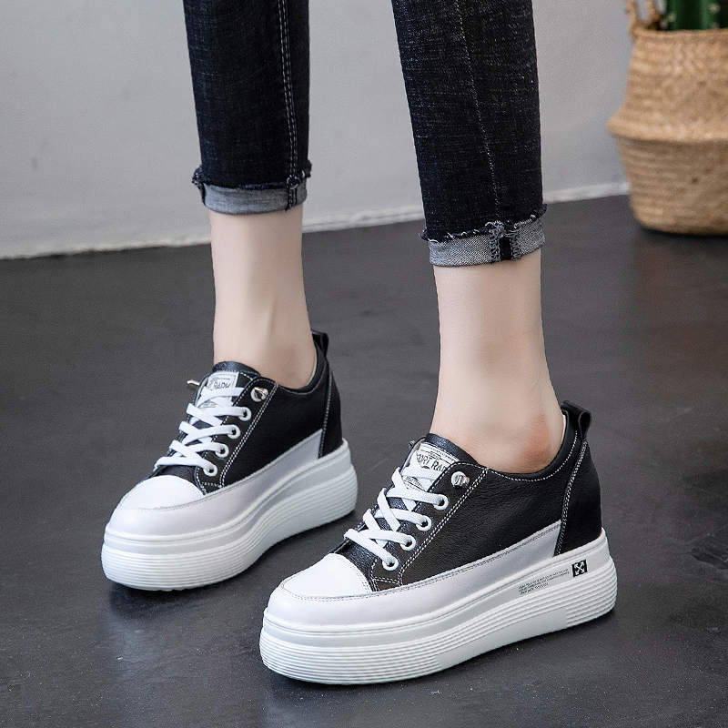 Serum thick pine 8cm elevated female shoes spring leisure small white shoes girls 2023 new spring high - help shoes