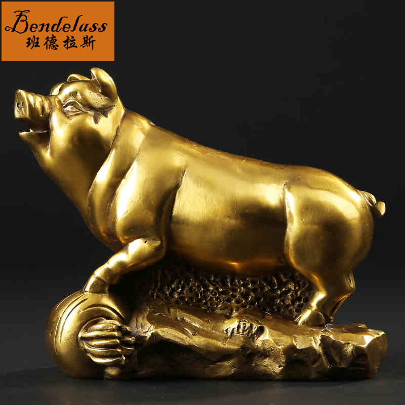 Banderras Pure Copper Gold Pig Swing home Feng Shui Zuci Decorations Office Furnishing Creative Business Gifts