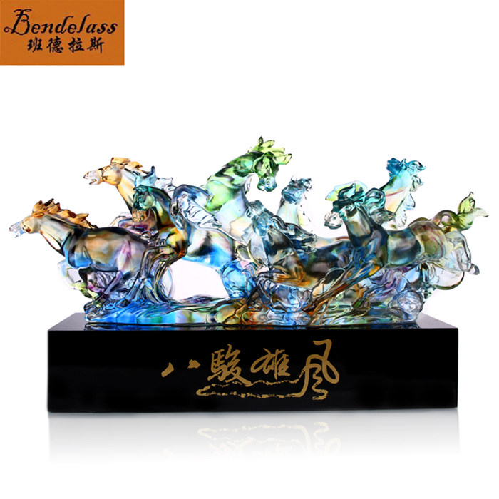 Banderas Eight Horses Figure Glass Ornament Eight Horses Mercedes Boss Office Creative Ornament Business Gifts