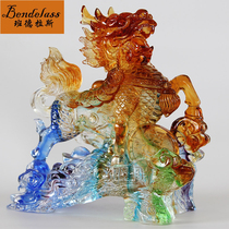 Banderras Money Wang Glazed Kirin Swing Piece Atmosphere Living-room Handicraft Swing Piece Creative Business Gift