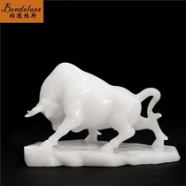 Banderras Bull Turns Dry Kun Swing Piece Natural Jade White Jade Bull Pendulum Large Number Jade Sculpture High-end Business Gift