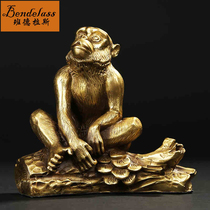 Banderras Pure Copper Monkey Pendulum Zodiac Monkey Sitting in the Office Living room Home Ornament Bronze Handicraft Pendulum