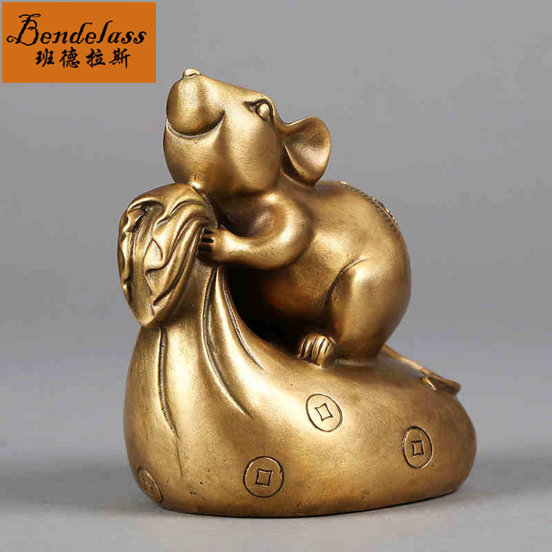 Banderras Pure Copper Money Squirrel Swing Piece Money Bag Birth Chodiac Home Living Room Book Room Desktop Handicraft Swing Accessories