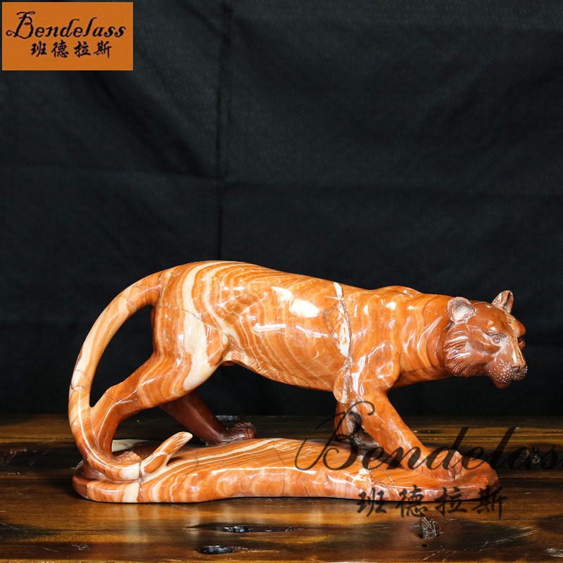 Banderas Jade Leopard Ornament Natural Jade Carving Office Atmospheric Desktop Ornament Business Gift