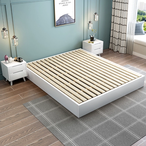 Нордическая сплошная деревянная полка татами без кровати без кровати, короткая кровать, современная минималистская обычая, развратная кровать на полу