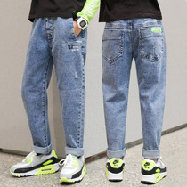 Childrens light colored jeans Spring Wild Boy pants slim student small feet trousers 2021 spring wear thin tide