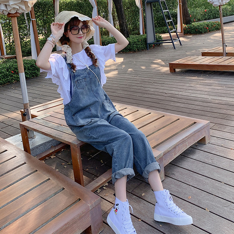 Foreign Pie Minus age suit Cowboy holding baby bag Pants Female Harnesses SWEET AND LOOSE SPRING AUTUMN NET RED STRAIGHT DRUM SANS PANTS