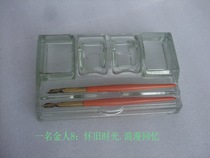 Old objects old glass ink cylinder with two ink pens for collectible film and television props decoration