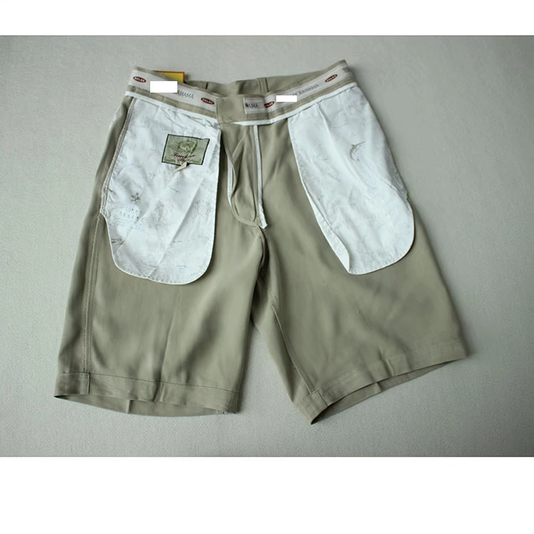 Xia Wenyi Sven retro men lụa dệt lụa Bermuda quần short đầu gối giản dị (bản đồ hải lý nhiều màu