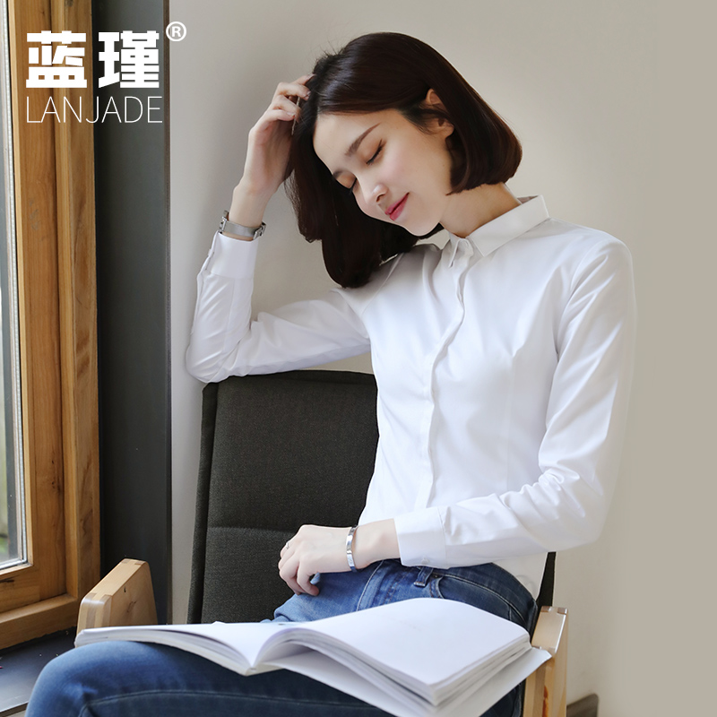 Small collar shirt women's long sleeve professional white shirt spring and autumn waist top bottom dress overalls overalls overalls tooling ol