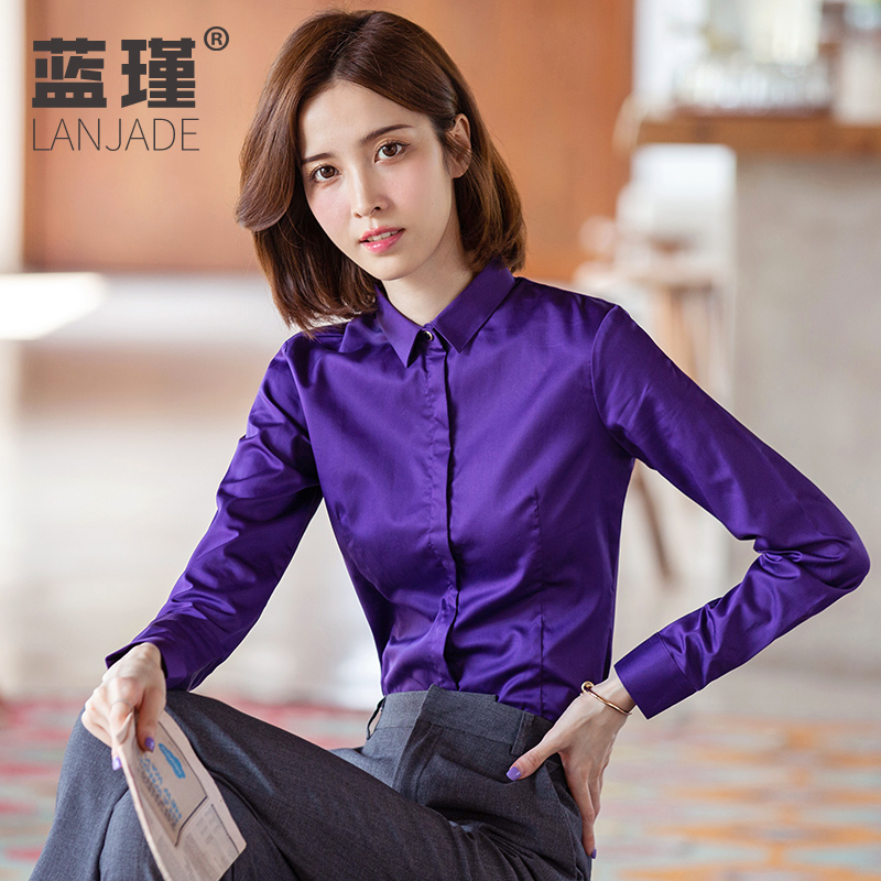 Purple shirt women's design sense niche 2021 new spring women's top light and familiar wind shirt long-sleeved professional temperament