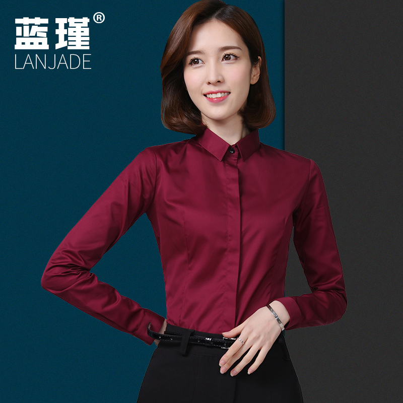 Red shirt long sleeve blouse spring and autumn new work clothes temperament waist coat work clothes formal graduation outfit