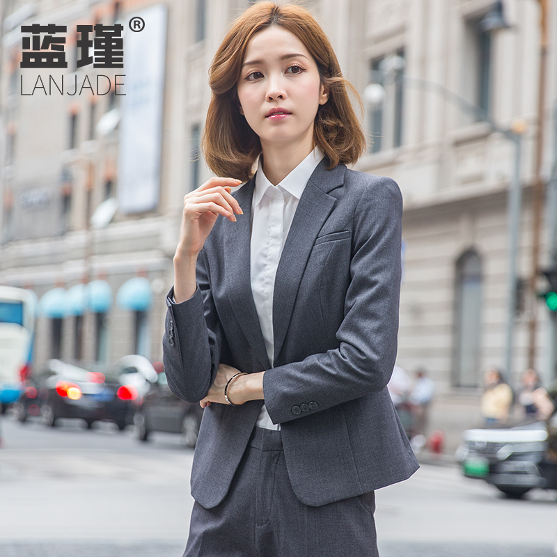 Grey Suit Suit Woman Han Version Temperament Small Suit Jacket 2022 New Spring Autumn Positive Dress Kit Workplace Tooling