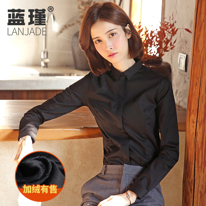 Black shirt women's long sleeve spring and autumn new square collar coat professional white shirt base work dress ol temperament