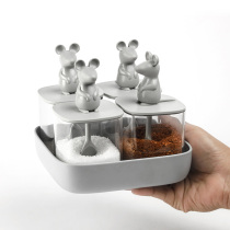 Thai Qualiy Import Lucky Rat Desktop Cute Sauce Bottle Seasoning Jar With Plastic Spoon Domestic Salt Tank Resin