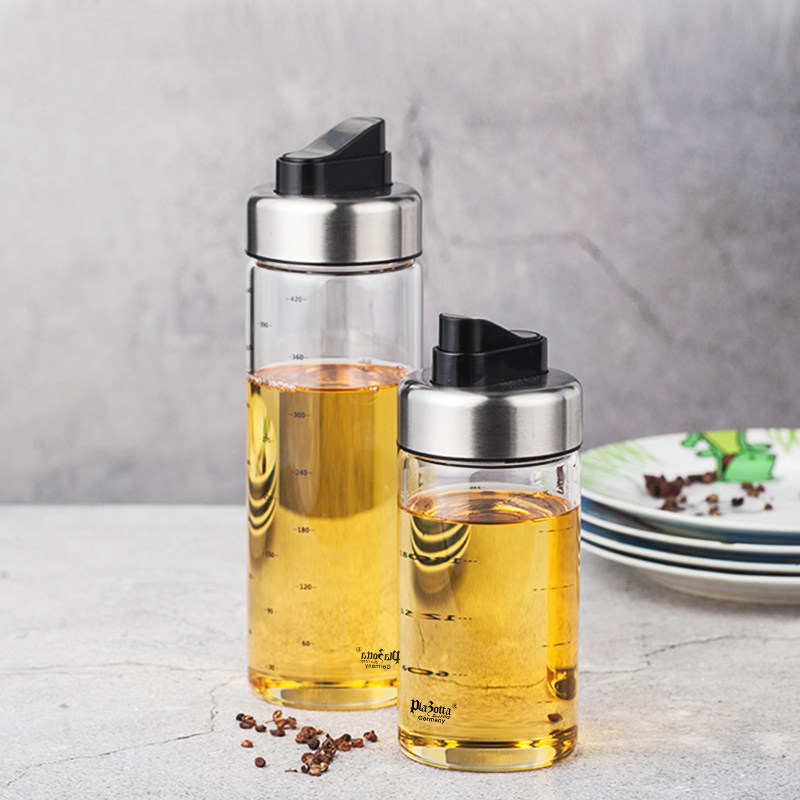 (clear cabin) plazotta glass oil bottle oil jug home seasonings soy sauce bottle oil vinegar jar Automatic opening and closing lid