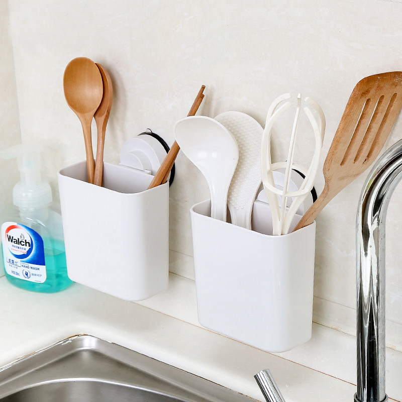 Korea deHub chopstick cylinder Creative suction cup draining chopstick cylinder hanging tableware rack containing chopstick cage