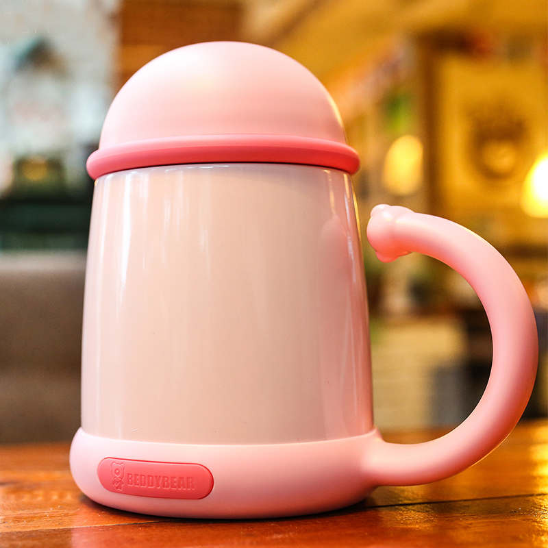 Cup bear thermos men and women with lid Business thermos Stainless steel vacuum with handle Tea leak lettering