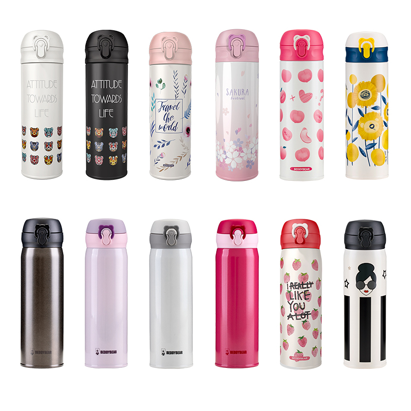 Cup Bear Adult Insulation Cup Lady Water Glass Bounce Straight Drinking Cup Men's Stainless Steel Lovers Cups Students Straw Cup-Taobao