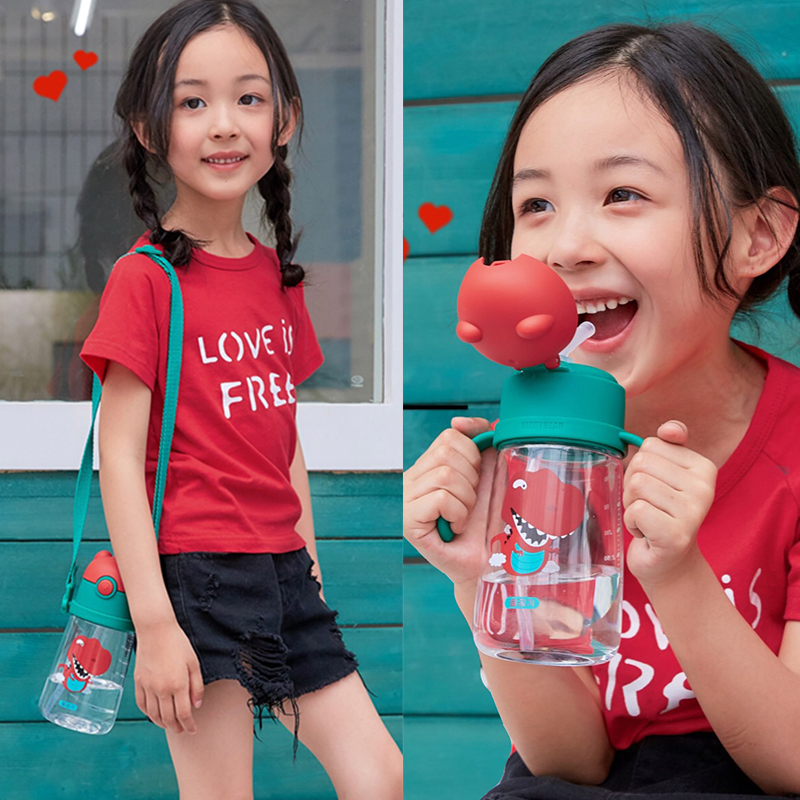 Cup bear children's Cup sipping tube cup baby kindergarten anti-fall baby Summer portable kettle flagship store official