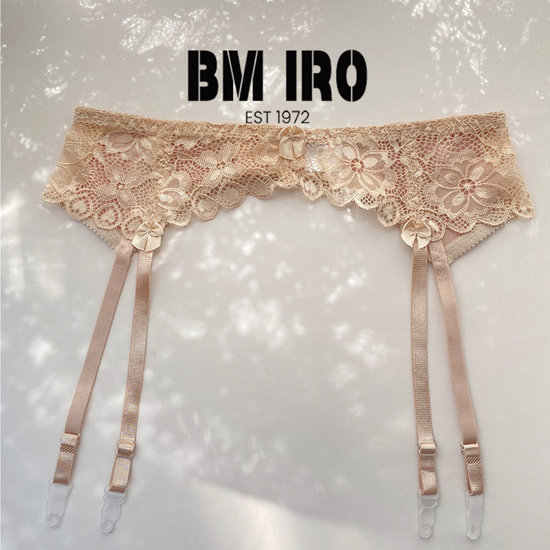 Japanese Bm Iro European and American Skin-Tone Long Stockings with Lace Garter Belt and Leg Straps for Women