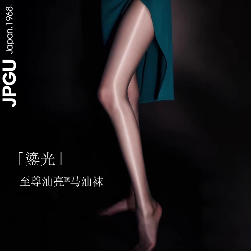 Japanese Taolo Black Stockings Women's Horse Oil Stockings Aurora Seamless Sexy Glossy Anti-Snag High-Waisted Pantyhose