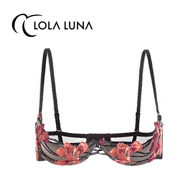 French LolaLuna underwear (Night Queen bra) half cup imported bra bra lace flowers