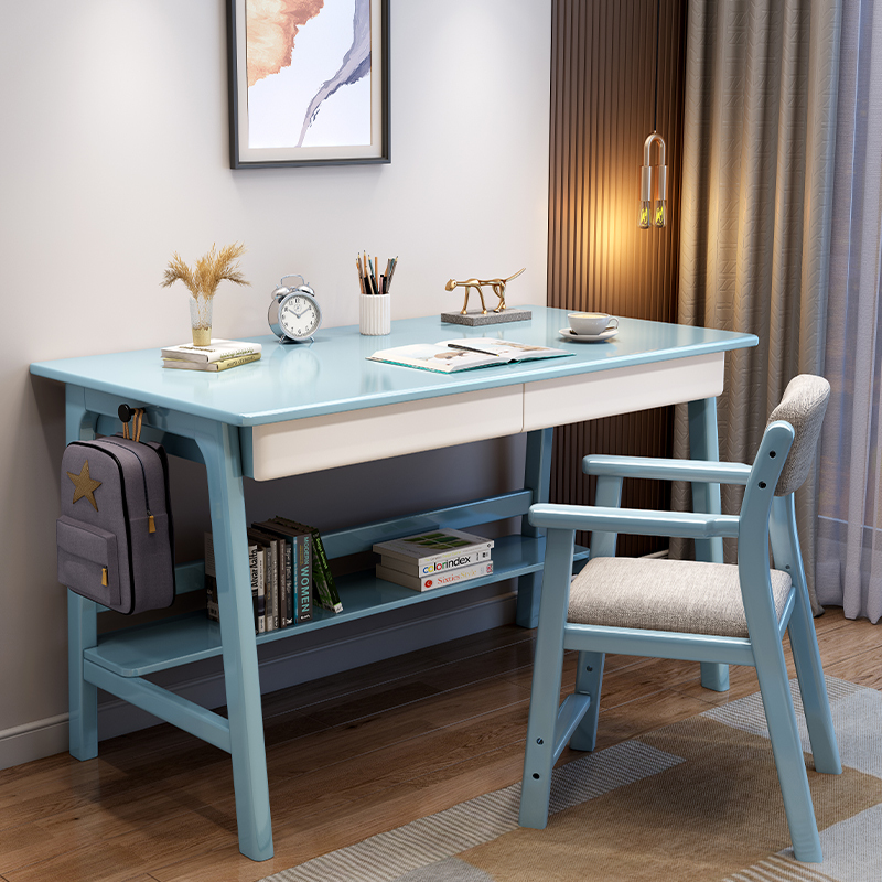 Solid Wood Desk, Simple and Modern Computer Desktop Table, Study Desk for Primary and Secondary School Students, Writing Desk and Chair, Simple Office Desk