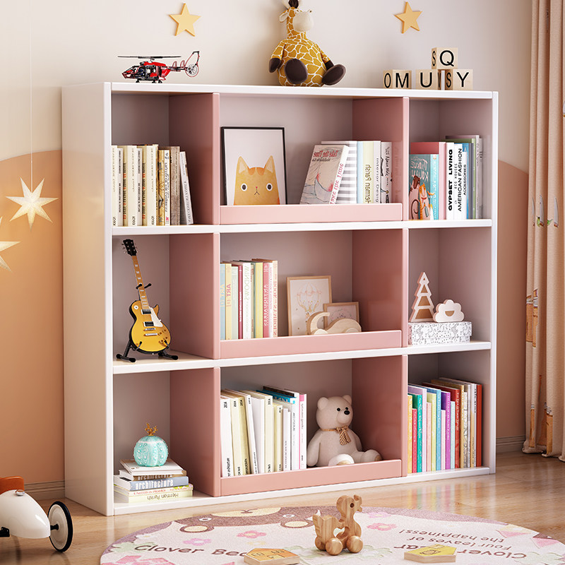 All-solid wooden bookcase living room children's block storage cabinet household landing student bookshelf shelf easily