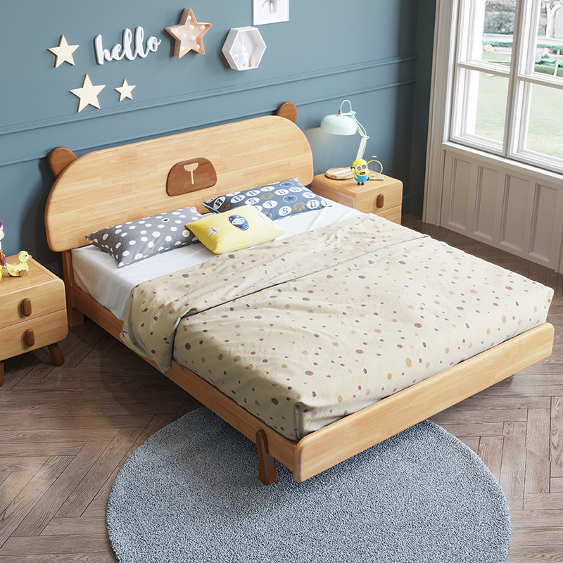 Solid wood bed simple modern room furniture combination set children Boys 1 8 1 5m students single children's bed