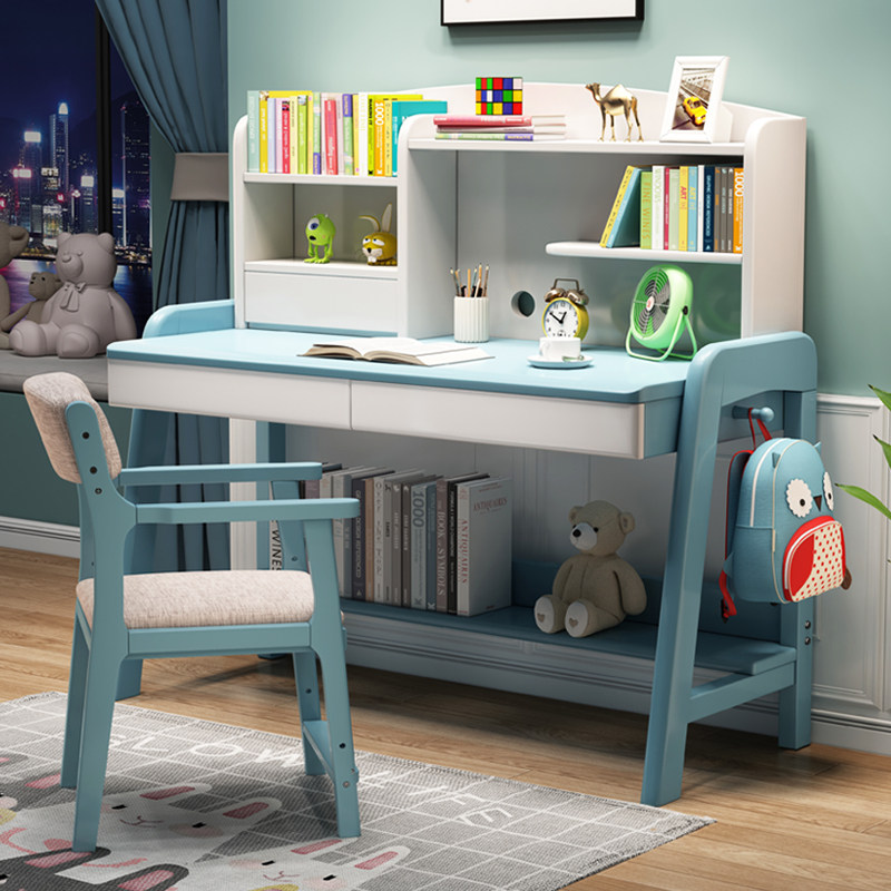 Study table Elementary students can lift book table and chairs suit Home Jane's bedroom Desk Solid Wood Children Desk