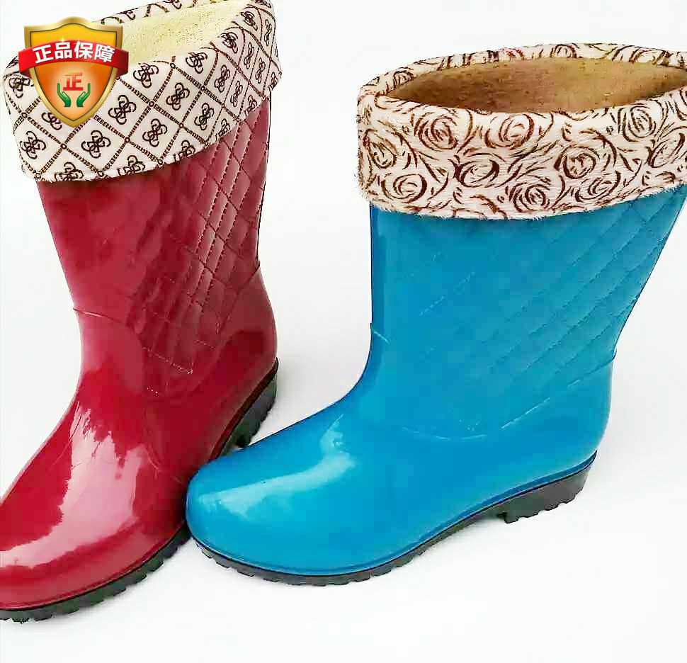 Hongsheng rain boots women's winter detachable cotton cover plus velvet warm water boots mid-tube short rain boots women's rubber shoes waterproof shoes