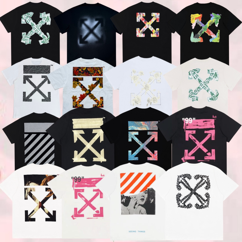 2026 New Off Trendy Brand Arrow Tape Ow Short-Sleeve Oversize Loose Fit T-Shirt for Men and Women Couples 2026 New Off Trendy Brand Arrow Tape Ow Short-Sleeve Oversize Loose Fit T-Shirt for Men and Women Couples