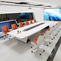 White paint conference table large conference table long table fashion simple modern office negotiation table and chair combination