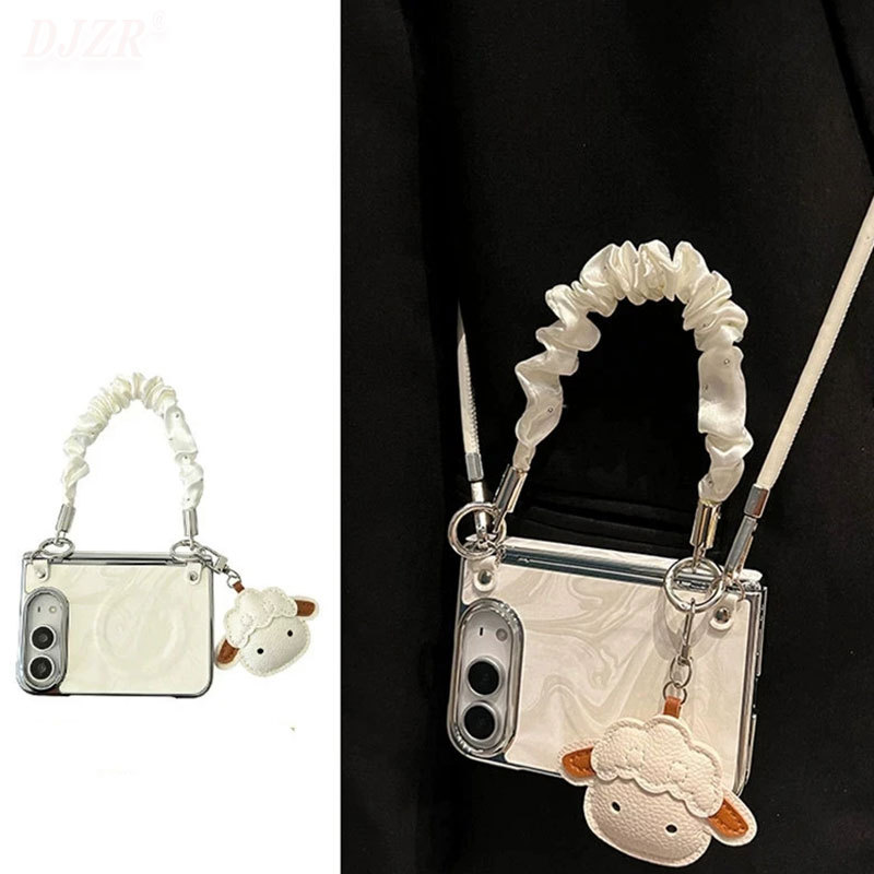Suitable for iPhone Dou Foldable Phone Case, Apple Dou Snow Mountain Pattern Small Sheep Pendant, New Large Foldable Autumn and Winter iPhone Dou Flip Cover Foldable Screen with Lanyard, Velvet Pattern Anti-Fall Protective Case Suitable for iPhone Dou Foldable Phone Case, Apple Dou Snow Mountain Pattern Small Sheep Pendant, New Large Foldable Autumn and Winter iPhone Dou Flip Cover Foldable Screen with Lanyard, Velvet Pattern Anti-Fall Protective Case