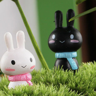 Fleshy moss toy doll couple ornaments Little white rabbit micro landscape ornaments ornaments Bonsai rainforest tank