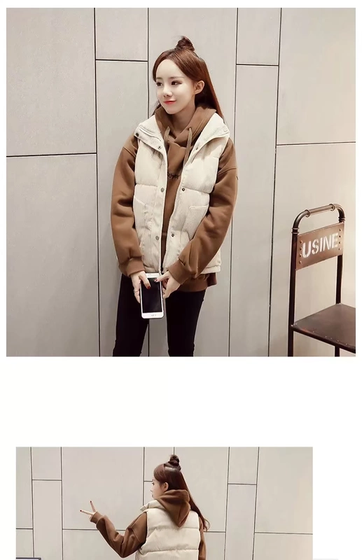 Corduroy vest nữ mùa thu đông dày phiên bản Hàn Quốc của áo vest mới xuống áo khoác cotton cho sinh viên