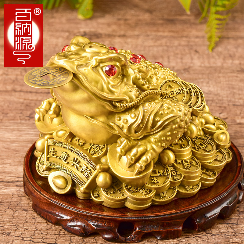 Bainayuan Golden Toad lucky ornaments Jin Chan pure copper three-legged shop opening gifts Office Golden Toad ornaments
