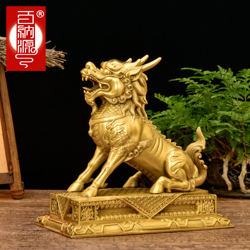 Bainayuan copper unicorn ornaments Unicorn ornaments Brass guard house door a pair of home living room office decoration