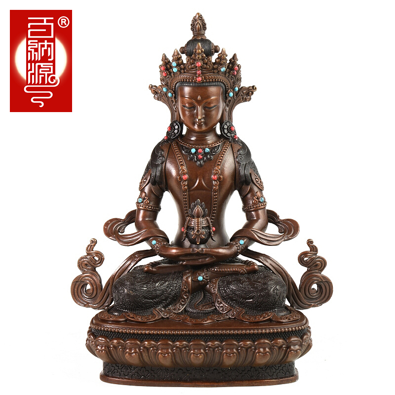 Baina source copper Longevity Buddha Tibetan Buddhism Tantric Infinite longevity Buddha Buddha ornaments Pure copper Nepalese craft