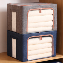 Cotton and linen clothing storage box Fabric clothing moving finishing box box folding wardrobe dormitory storage basket bag household