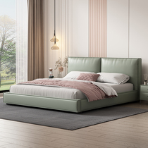 Napa leather tofu block leather bed master bedroom soft bag simple modern can be customized minimalist double bed master bedroom