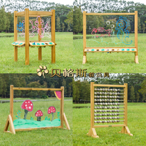 Kindergarten outdoor anti-corrosion wood transparent drawing board childrens acrylic removable graffiti board four-sided drawing board graffiti wall