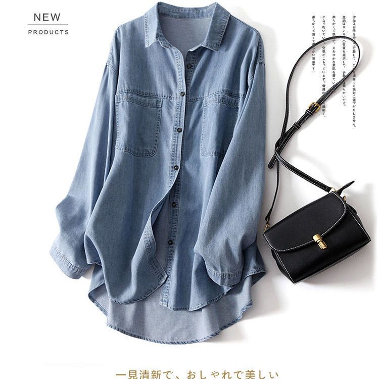 1.0-150kg Plus Size European Style All-Cotton Fashionable and Stylish Design Unisex Denim Shirt Versatile Jacket Trendy