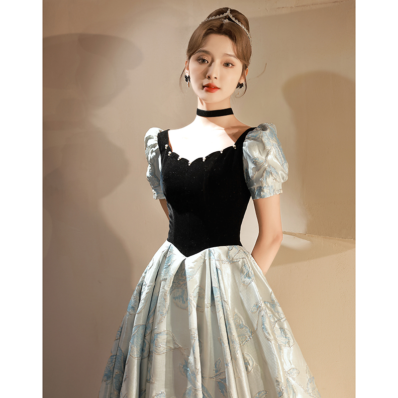 Elegant and Dignified Hostess Dress for Vocal Exam, Evening Gown with High-End Texture, Light Luxury, Custom-Made for Annual Meeting, Noble