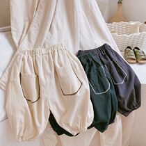 Girl Pants Fall 2022 New 50% Pants Woman Baby Light Cage Pants Kharen Pants Loose Fabric 100 lap