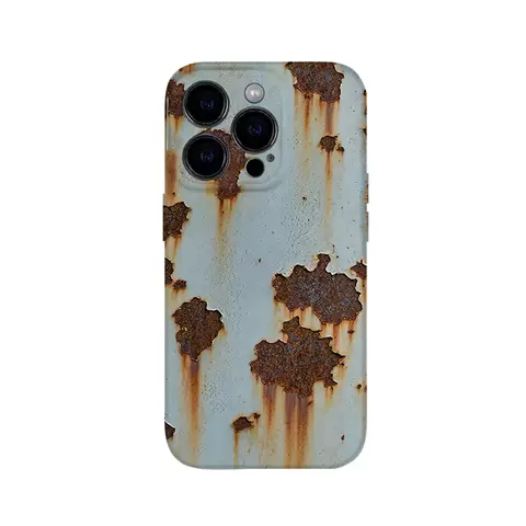 Rusty Metal Kickstand Bumper: Grey Metallic Textured – iPhone 16, iPhone 15, iPhone 14, iPhone 13, iPhone 12