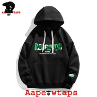 Aape Wtaps Осенний модный бренд простой писем с капюшоном толстовка мужская ретро -ретро -ленивый спортивный топ